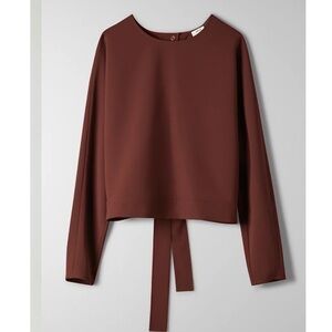 Aritzia Wilfred Laon Tie Back Blouse in Truffle